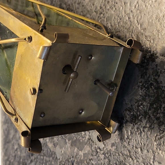 Vintage Musical Brass and Green Glass Lantern Decanter - Picture 7 of 10